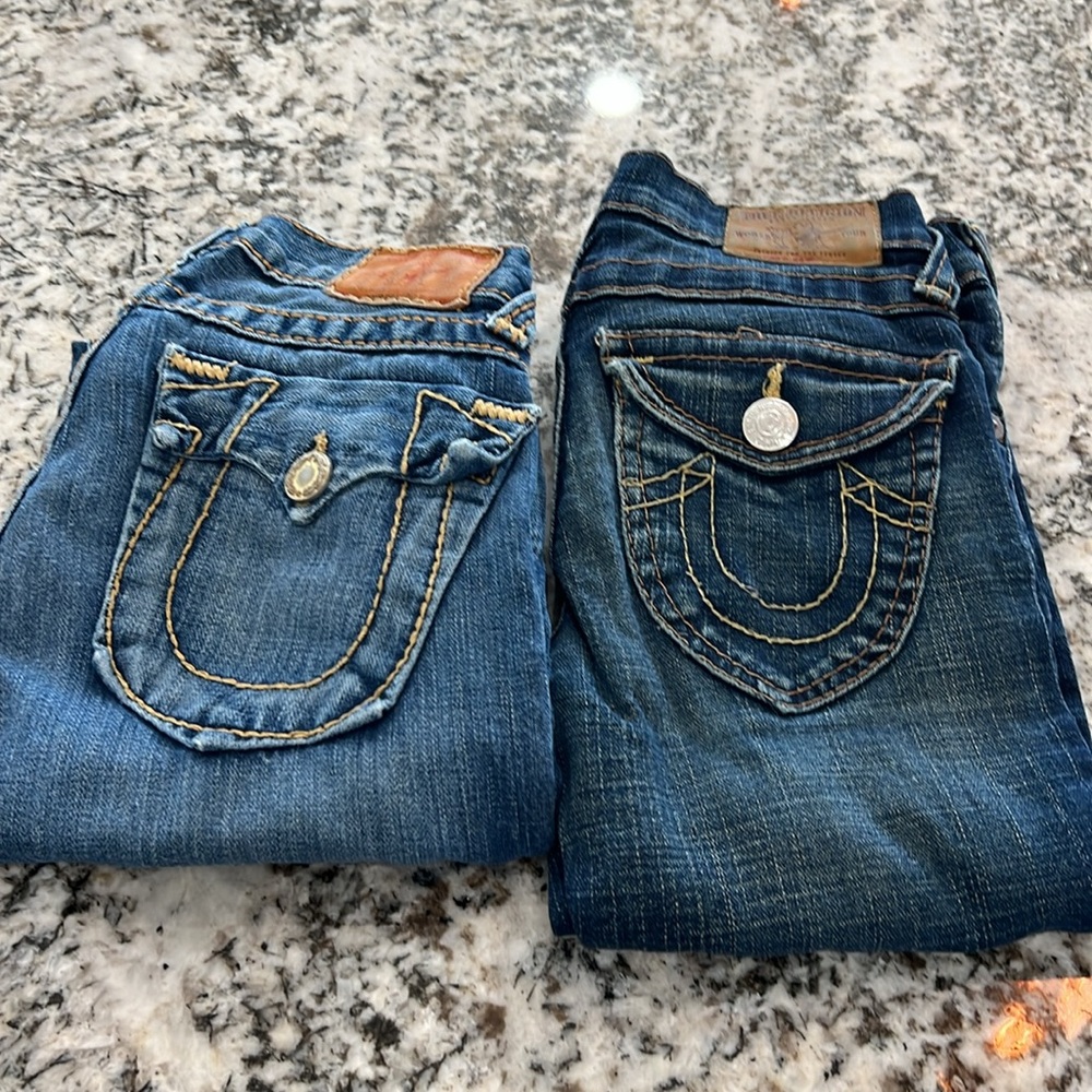 Lot of 2 True Religion Girls Size 10 Jeans Skinny Capri Cropped